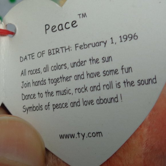 TY Peace Bear 1996 DOB - Picture 9 of 16